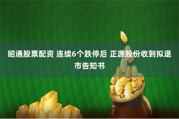 昭通股票配资 连续6个跌停后 正源股份收到拟退市告知书